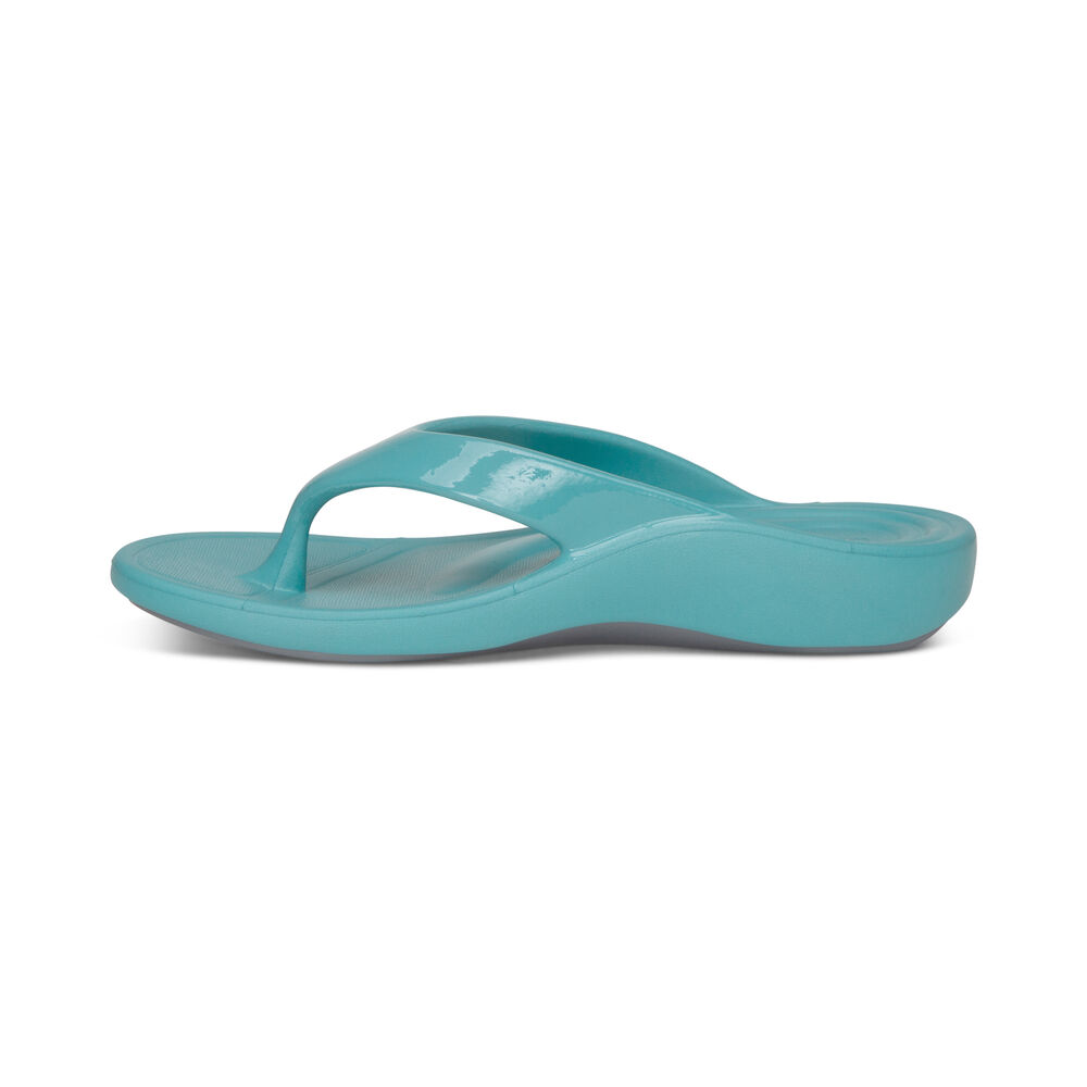 Aetrex Women's Maui Flip Flops - Blue | USA PMBOMBN